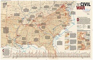 Battles of the Civil War Wall Map by National Geographic - MapSales