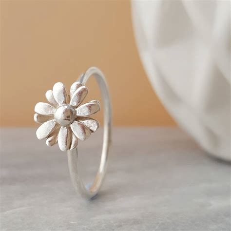 Sterling Silver Small Daisy Ring By Rachel Whitehead Jewellery