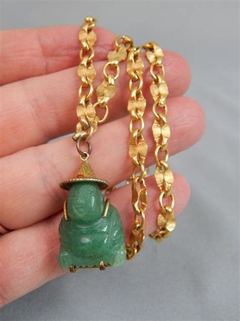 Vintage Jade Buddha Pendant On Interesting 12K By SlyfieldandSime