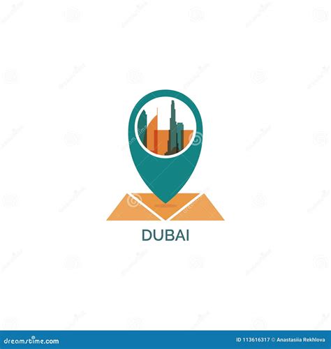 Dubai City Cool Skyline Logo Illustration Stock Vector Illustration
