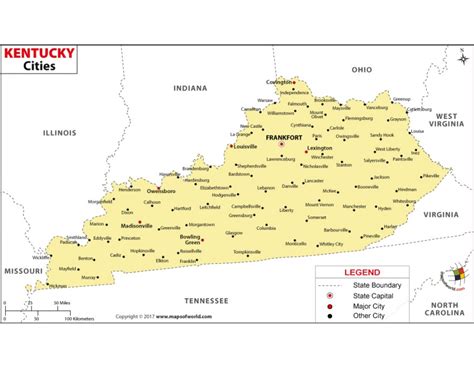 Buy Kentucky Cities Map