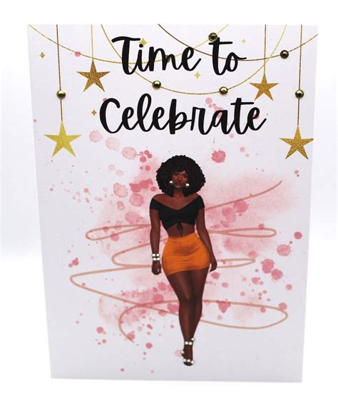 Time To Celebrate Black Woman Birthday Cards For Her African Etsy