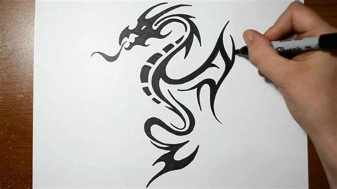 How To Draw A Tribal Dragon Tattoo Design Sketch 5 Youtube