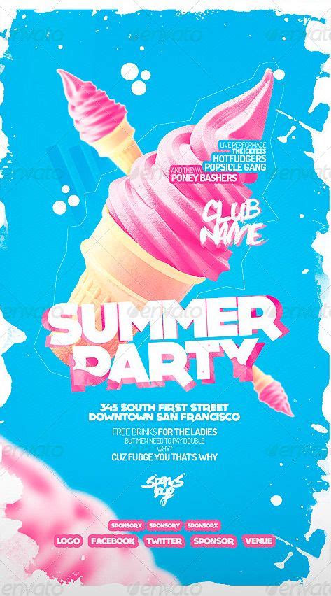 Summer Party Flyer Gay Night Idea Repetitive Print Of Illustrated Ice