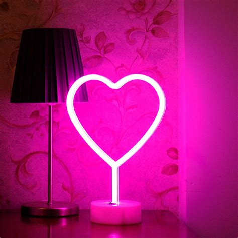 Bhclight Pink Heart Neon Sign Led Neon Light Battery