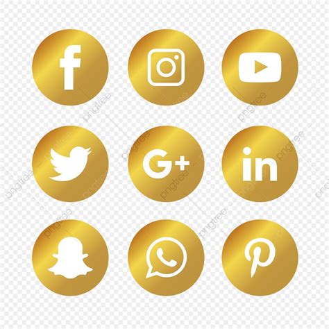 Set Social Media Vector Hd Images Golden Social Media Icons Set
