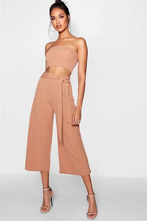 Tie Waist Culotte Co Ord Set Matching Sets Outfit Two Piece Outfit 2 Piece Outfits