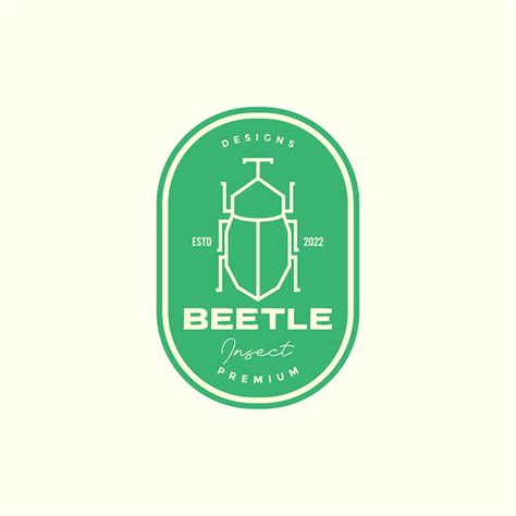 Premium Vector Line Beetle With Colored Badge Vintage Logo Design