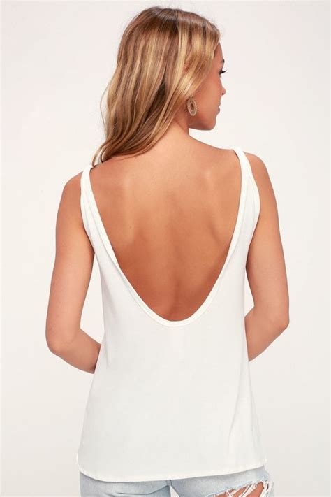 Atlantic Ivory Scoop Back Tank Top Tank Tops Tank Tops