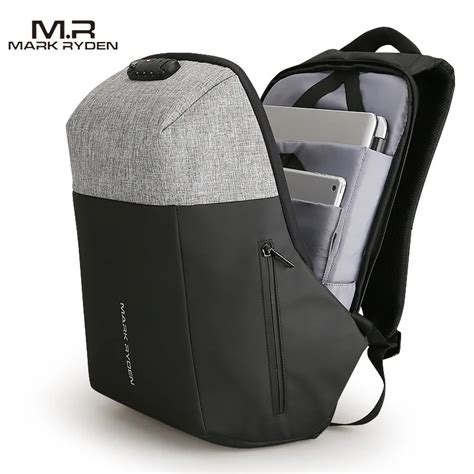 mark ryden new anti theft usb charging laptop backpack hard shell no key tsa customs block