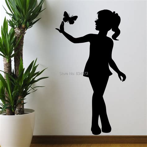 Butterfly Child Girl Silhouette Wall Art Sticker Decal Diy