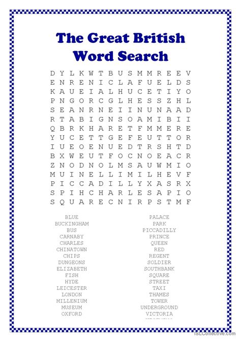 The Great British Word Search Wor English Esl Worksheets Pdf And Doc