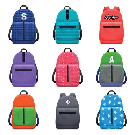 Realistic School Backpacks Set Vector Illustration 2907429 Vector Art