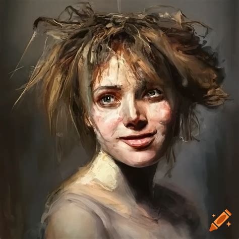 Portrait Of A Beautiful Woman With Messy Hair