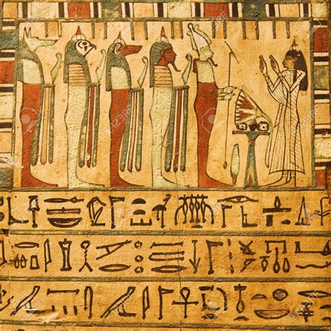 Ancient Egyptian Gods And Hieroglyphics Painted On Stone The Powers