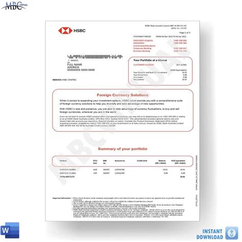 Hsbc Au Bank Statements Template Mbcvirtual In Statement Template Bank Statement