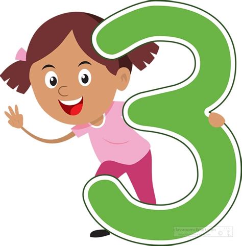 Mathematics Clipart Girl Standing With Number Three Math Clipart 6920