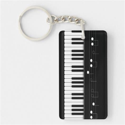 Piano Keyboard Single Sided Rectangular Acrylic Keychain Zazzle