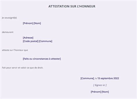 Attestation Cerfa Sur L Honneur Modele De Lettre Type Sexiezpix Web Porn