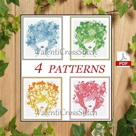Come vi ho già detto, ho avuto dei seri problemi con internet, che non potevo collegarmi al pc, così nel frattempo. 4 Lady Seasons Cross Stitch Patterns SET