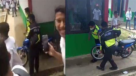 Viral Video 2 Polisi Angkut Motor Siswa Dari Dalam Sekolah Diteriaki
