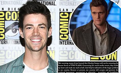 the flash grant gustin reacts to co star hartley sawyer getting fired over racist tweets