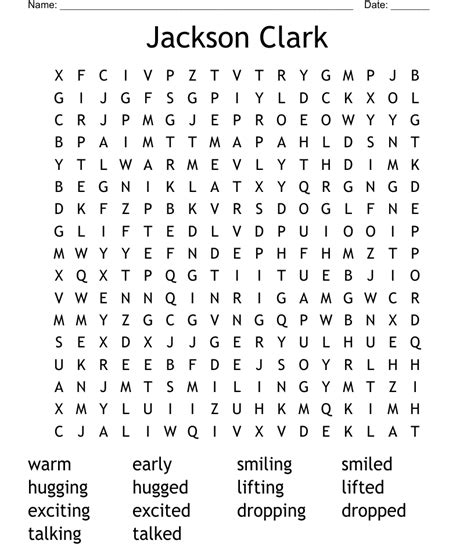 Jackson Clark Word Search Wordmint