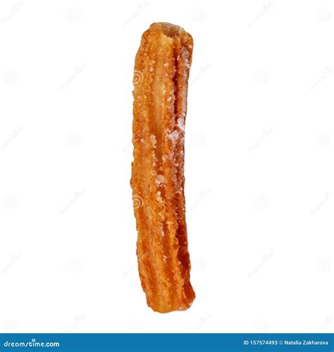 Churro Stick Isolated Fried Dough Pastry With Sugar Powder On A White