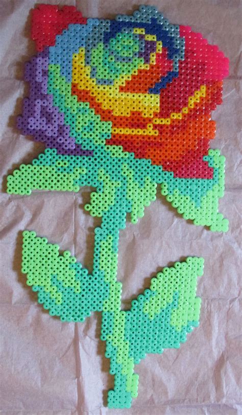 Multicoloured Rose Hama Perler Beads By Keely Jade Hama Beads Design