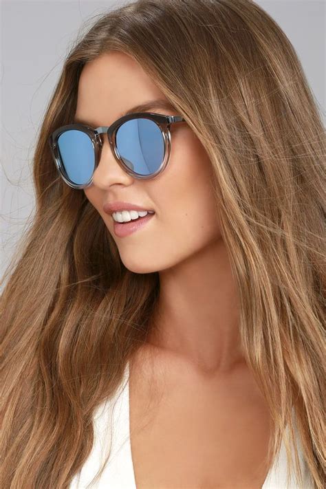Le Specs No Smirking Brown And Blue Mirrored Sunglasses Blue Mirrored Sunglasses Sunglasses