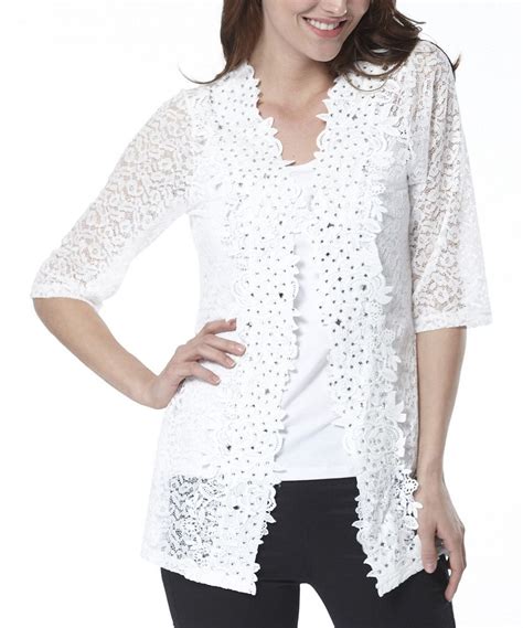Love This Simply Couture White Crocheted Open Cardigan By Simply