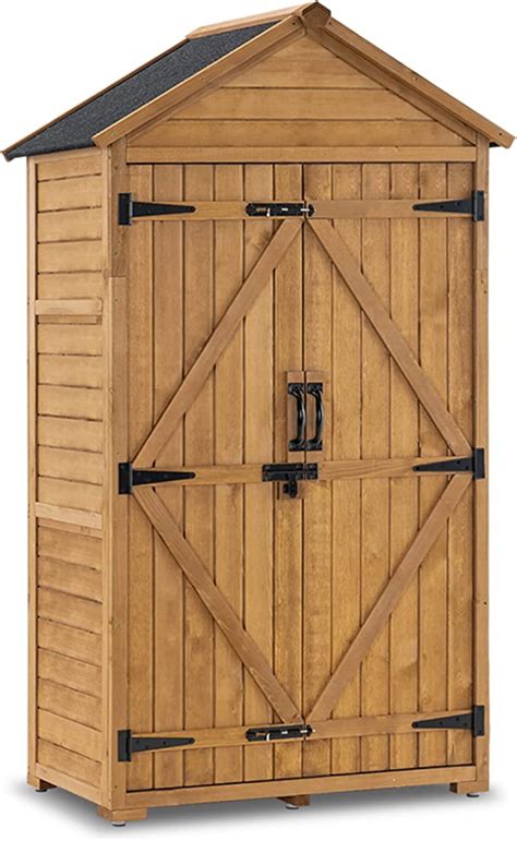 Mcombo Outdoor Storage Cabinet Garden Wood Tool Shed Outside Wooden