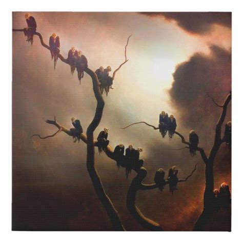 Vivid Retro Ghosts In A Tree Faux Canvas Print Sitting In A Tree