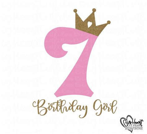 7 Geburtstag Mädchen Svg Png  Dxf Geburtstag Etsy