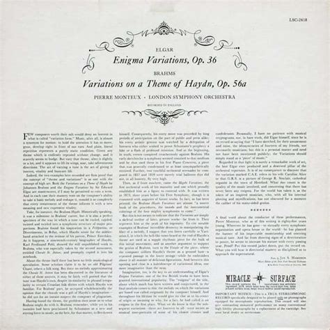Elgar Enigma Variations Brahms Haydn Variations Pierre Monteux