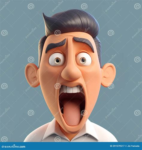 cartoon man with expression of surprise and amazement 3d illustration stock illustration