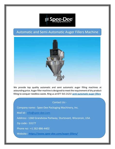 Automatic And Semi Automatic Auger Fillers Machine By Speedeeco Issuu