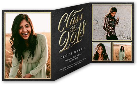 Sophisticated Type 5x7 Tri Fold Graduation Announcements Shutterfly