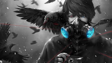 Download 1920x1080 Wallpaper Anime Boy Dark Mask Crows