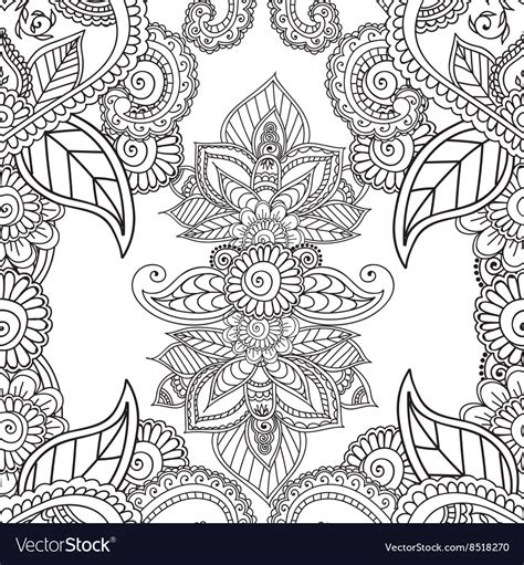 Coloring Pages For Adults Seamless Henna Mehndi Vector Image
