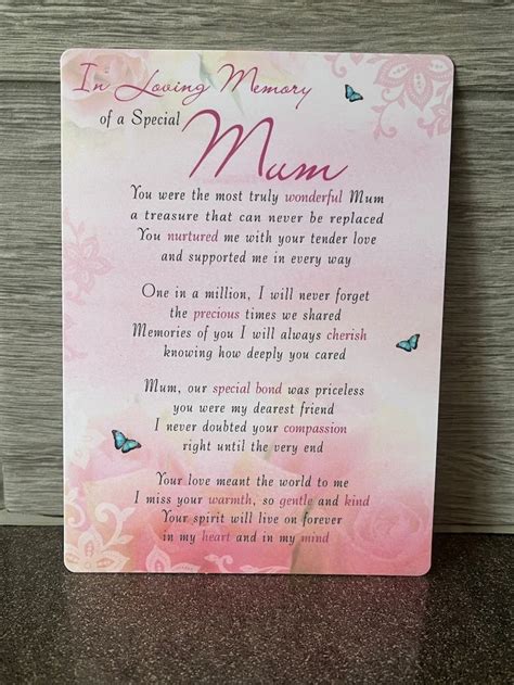 Graveside Card In Loving Memory Of A Special Mum Or In Loving Memory Of