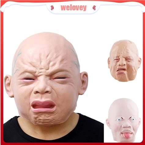 Realistic Silicone Masks Creepy Prop Cry Baby Mask Full Head Latex
