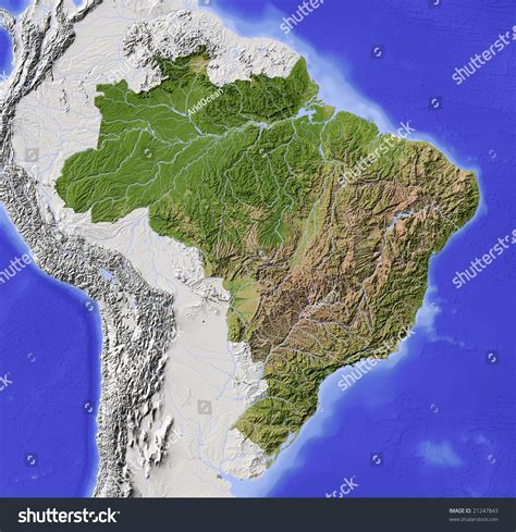 Brazil Shaded Relief Map Major Urban Stock Illustration 21247843
