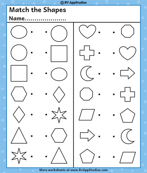 Shapes Matching Worksheets Preschool Shapes Worksheets