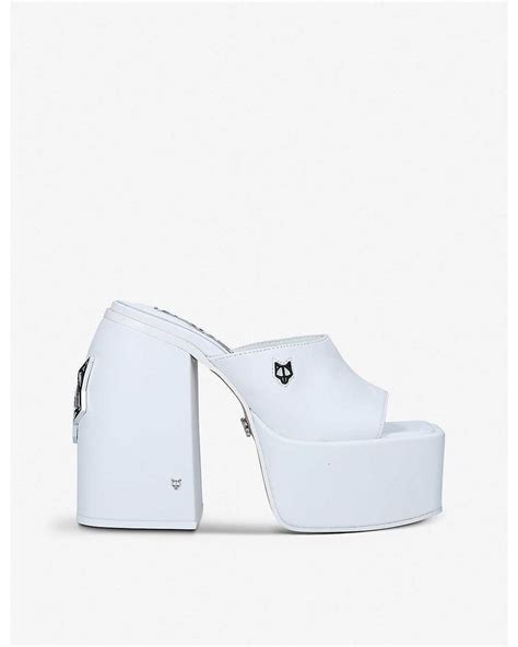 Naked Wolfe Jenna Platform Heel Leather Mules In White Lyst