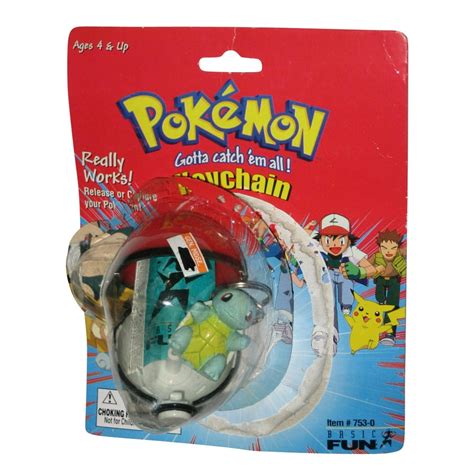 Basic Fun Pokemon Squirtle Basic Fun 1999 Figure Pokeball Keychain