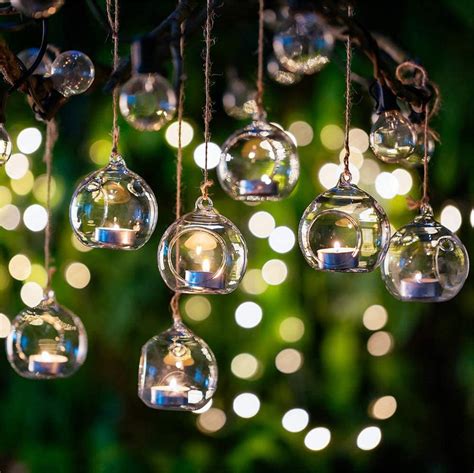 Set Of 24 Wedding Hanging Glass Orbs Glass Tea Light Etsy In 2021