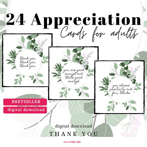 24 Appreciation Cards Thank You Digital Etsy