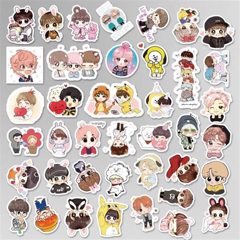 40pcsset Kpop Bts Emoji Stickers Cute Cartoon Hobbies And Toys