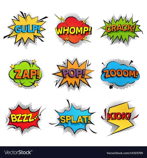 Comic Funny Speech Bubbles Collection Set Vector Image